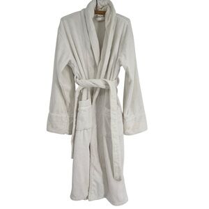 Pottery Barn White Terry Spa Robe White Size Medium Belted Cotton Pockets